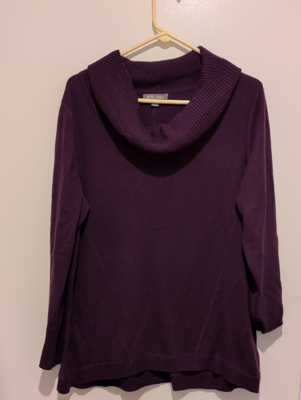 Roz & Ali Deep Plum Cowl Neck Sweater
